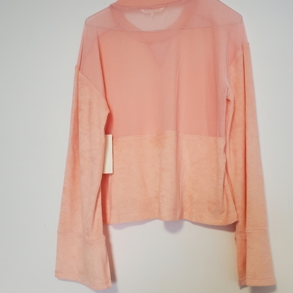 C&C California Peach Mesh and Terry cloth Crewneck Sweater - Picture 7 of 15